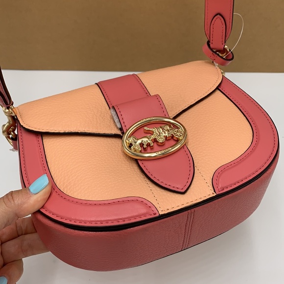 COACH Georgie Saddle Bag In Colorblock COLOR:
Gold/Faded Blush/Taffy - Picture 15 of 16